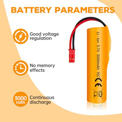 sea jump 2PCS 3.7V 3000mAh Li-ion Battery with JST-2P Plug and USB Charging Cable for HJ819 DE819 RC Boat,Huina 1337 1338 1516 1517 1552 1554 1558 RC Car,Drifting Car,Truck,Toy Off-Road Racing Car