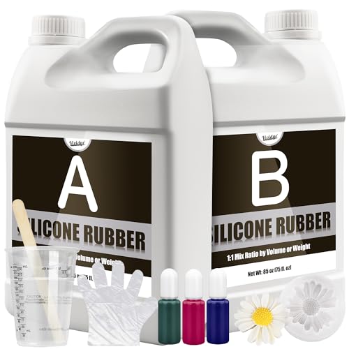 Silicone Mold Making Kit - 170oz Translucent Liquid Silicone Rubber with 3 Color Pigments, 1:1 Mixing for Mold Making, Fast Curing Molding Casting Kit for Resin, Candle Molds, Soap Molds, DIY, Plaster - color: Translucent, 170oz