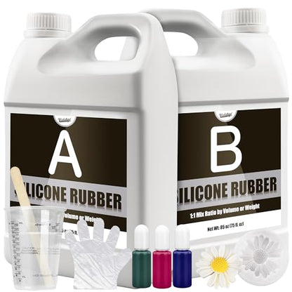 Silicone Mold Making Kit - 170oz Translucent Liquid Silicone Rubber with 3 Color Pigments, 1:1 Mixing for Mold Making, Fast Curing Molding Casting Kit for Resin, Candle Molds, Soap Molds, DIY, Plaster - color: Translucent, 170oz