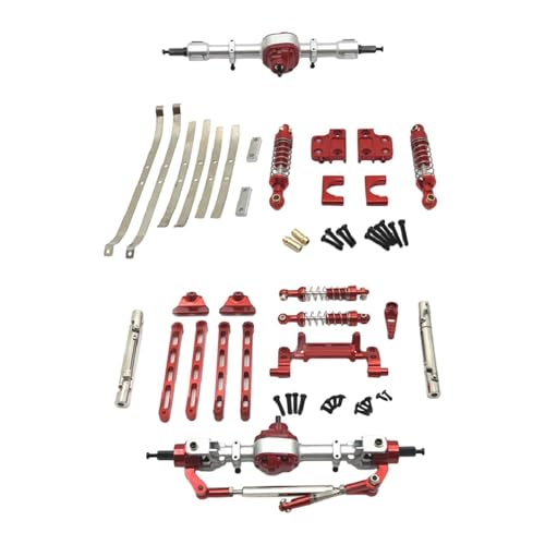 Colaxi RC Car Upgrade Part Retrofitting Accessories Chassis Upgrading Metal Front and Rear Assembly for MN82 1:12 Scale RC Car, Red - color: Red