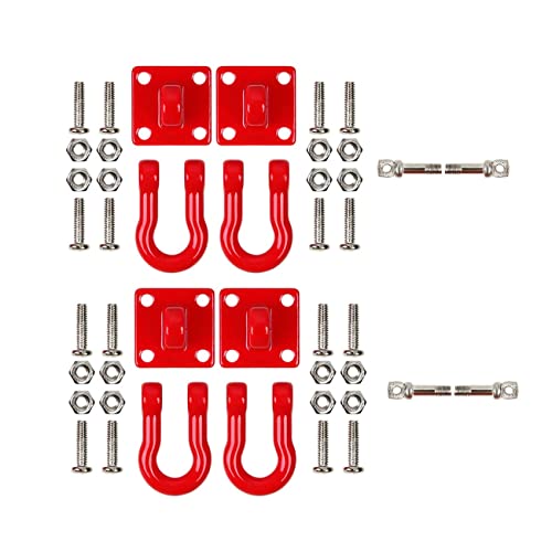 2 Sets Metal Climbing Trailer Tow Hook RC Decorations Accessories for 1/10 Crawler Car Axial SCX10 D90 D110 TRX4 TRX6 Redcat Hop-Up Parts(Red) - size: CC01R