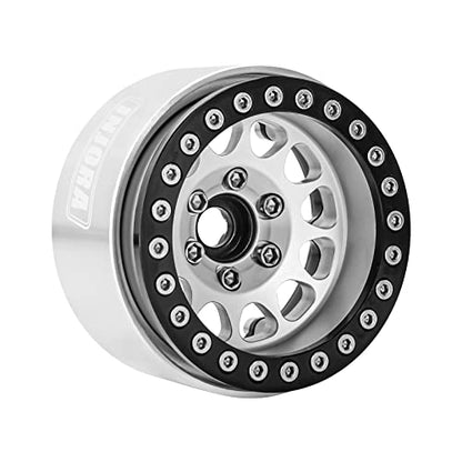 INJORA 1.9 Beadlock Wheel Deep Dish Negative Offset 10.4mm Wheel Rim for 1/10 RC Crawler Auto Axial SCX10 90046 AXI03007 TRX4 VS4-10 Gen8 MST CFX(Black＆Sliver) - color: Black＆silver