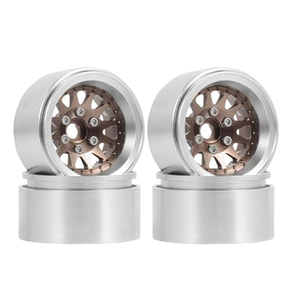 4PCS 1.9" Beadlock Wheel Rims Offset-10mm Aluminum Alloy Metal Wheel Hub for 1/10 RC Rock Crawler Car for Axial SCX10 TRX4 TRX6 D90 D110 Upgrade Accessories(12Holes-Bronze) - color: 12holes-bronze