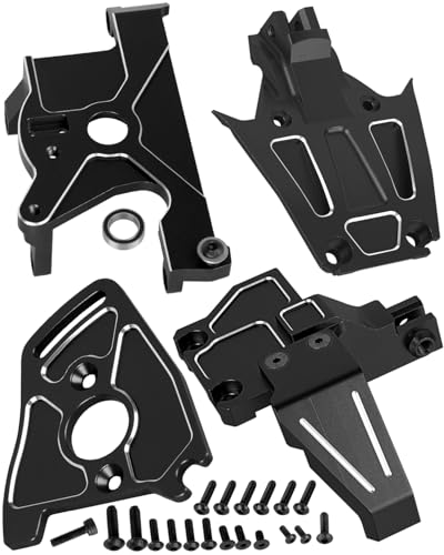 RC Alloy Chassis Brace Mounts & Motor Mount & Motor Plate Upgrades Part for 1/10 Jato 4X4 Brushless,Jato 4X4 VXL,Replace #9025,#7460A,#7490,Black - color: Black(1set)