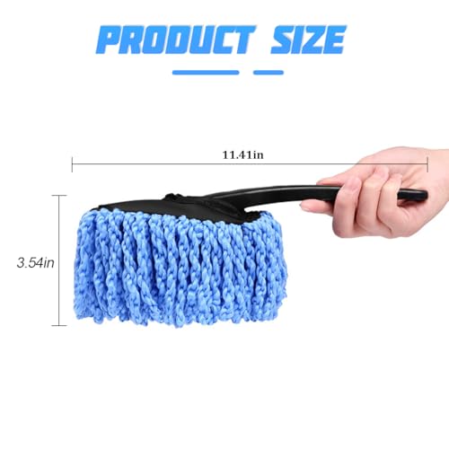 Osilly Car Dash Duster Brush, Soft Microfiber Multi-Functional No-Scratch Vehicle Dashboard Cleaning Brush with Handle, Automotive Detailing Cleaning Kit, Universal for SUV Automobile Truck (Blue) - color: Blue, size: 1 PC