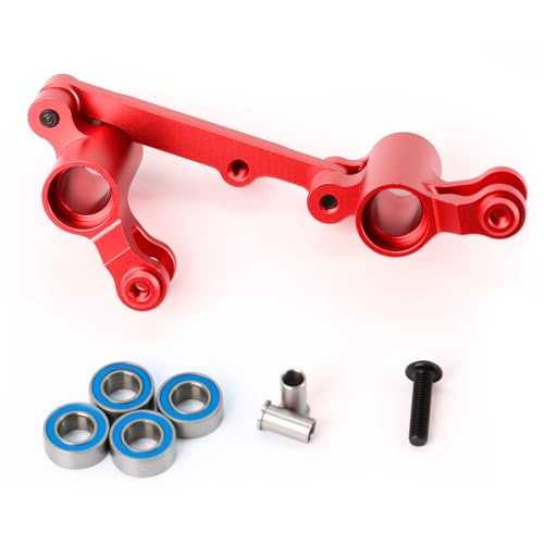 Aluminum Alloy Bellcrank Assembly with Drag Link Upgraded Parts for 1/16 Mini Maxx/Mini XRT,Replace#10743 (Red) - color: Red