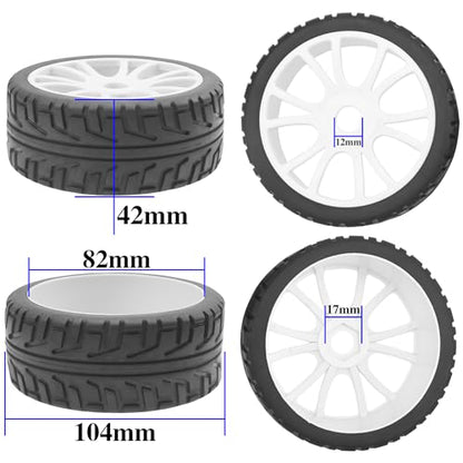 ShareGoo 1/8 RC Buggy Off Road Tires and Wheels Rim 17mm Drive Hex Compatible with Arrma Typhon Kyosho Losi VRX Redcat Tamiya HPI 1/8 RC Off Road Buggy (White) - color: White