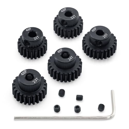 48P 21T 22T 23T 24T 25T Pinion Gear Sets with Screwdrivers for 3.175mm Shaft Brushless Brush Motor Compatible with Arrma HPI Kyosho Losi Axial Traxxas Tamiya 1/10 RC Car Monster Truck Buggy - size: 21T 22T 23T 24T 25T