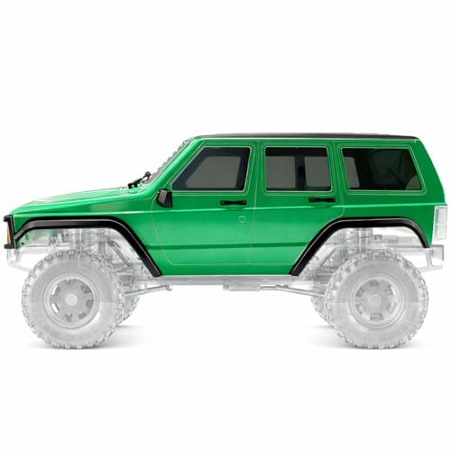 6.10in Wheelbase ABS Hardtop Cherokee Body for TRX4M Bronco Defender Chassis, 1/18 RC Crawler Body Shell with Front & Rear Bumpers (Green) - color: Green