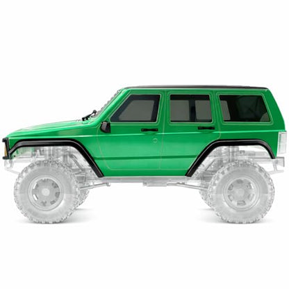 6.10in Wheelbase ABS Hardtop Cherokee Body for TRX4M Bronco Defender Chassis, 1/18 RC Crawler Body Shell with Front & Rear Bumpers (Green) - color: Green