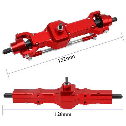 ShareGoo 3Pcs B16 Straight Axle Set Front Middle Rear Aluminum Complete Axle Compatible with WPL B16 B36 JJRC Q60 Q63 Q64 FY004 6X6 6WD 1/16 RC Car (Red) - color: Red