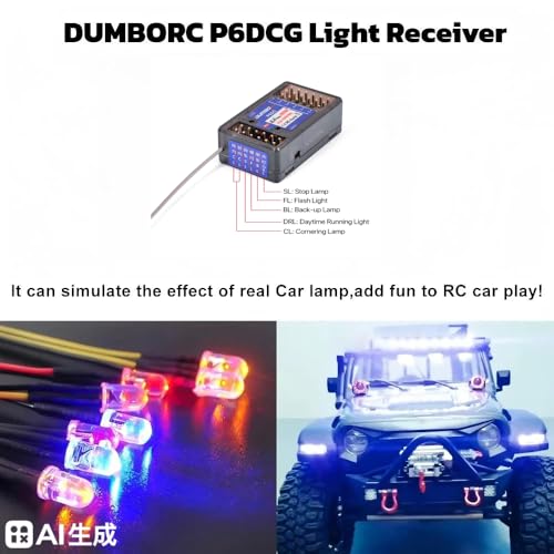 Dumborc X6 Rc Radio Transmitter with P6DCG Receiver Built in Gyro and Lights Control System for Rc Off-Road Vehicle Remote Cotrol Cars Boats Models