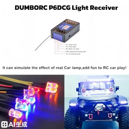 Dumborc X6 Rc Radio Transmitter with P6DCG Receiver Built in Gyro and Lights Control System for Rc Off-Road Vehicle Remote Cotrol Cars Boats Models