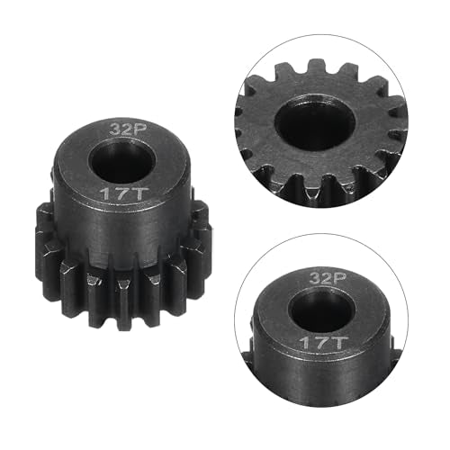 32P Steel Pinion Gear Set 17T for 5mm Shaft Hardened Steel Pinion Gear with Shaft Coupler Connector for RC Motor - style: 17T