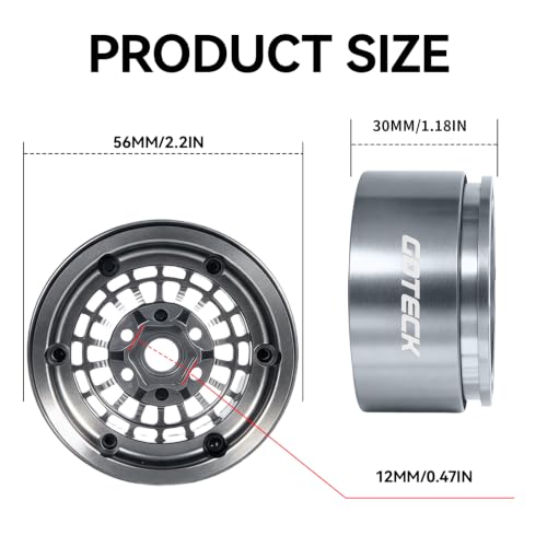 GOTECK RC Rims 1.9 Inch Beadlock Wheel Negative Offset -10mm CNC Aluminum Wheel Rim Wheel Hub 4pcs-Set for Axial SCX10 Pro TRX4 VS4-10 Gen8 RC4WD 1/10 RC Crawler Car - color: Gs10