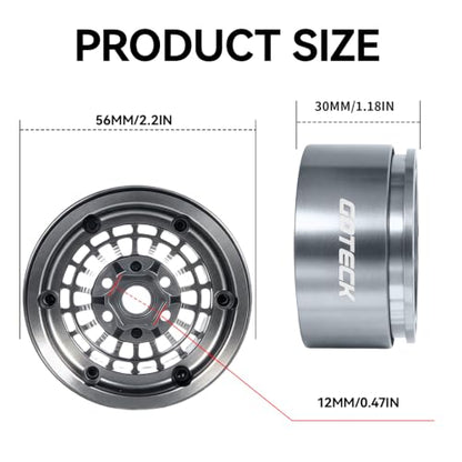 GOTECK RC Rims 1.9 Inch Beadlock Wheel Negative Offset -10mm CNC Aluminum Wheel Rim Wheel Hub 4pcs-Set for Axial SCX10 Pro TRX4 VS4-10 Gen8 RC4WD 1/10 RC Crawler Car - color: Gs10
