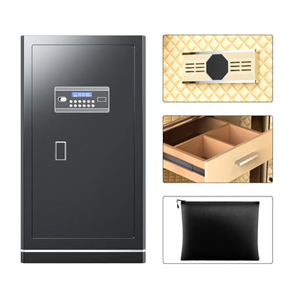 FABAO 6.5 Cuft Safe Box,Home Safe with Fireproof Waterproof Bag,Anti-Theft Digital Security Lock Box with Smart Alert System,Removable Shelf,Built-in Drawer, Personal Document Safes for Money Jewelry - size: 6.5 Cubic Feet
