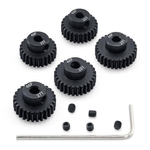 48P 25T 26T 27T 28T 29T Pinion Gear Sets with Screwdrivers for 3.175mm Shaft Brushless Brush Motor Compatible with Arrma HPI Kyosho Losi Axial Traxxas Tamiya 1/10 RC Car Monster Truck Buggy - size: 25T 26T 27T 28T 29T