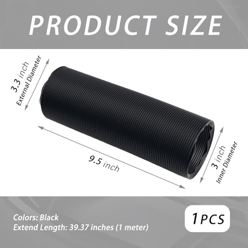 3" Diameter Car Engine Air Intake Hose Replacement,Stretchable Air Intake Tube Extending Up to 39.37 Inch,Universal Cold Airs Intakes Pipe for Most Automotive,SUV,Truck