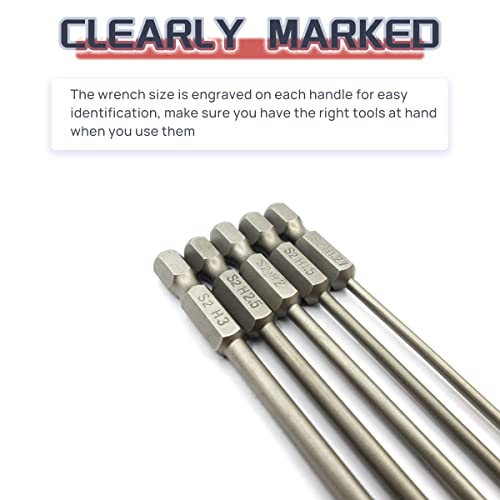 RC Hex Bit 1.27mm 1.5mm 2.0mm 2.5mm 3.0mm for Electric Screwgun/Power Drill | RC Tools Kit,Hex Head Allen Wrench Drill Bit Set,1/4" Hex Shank,High Hardness Steel