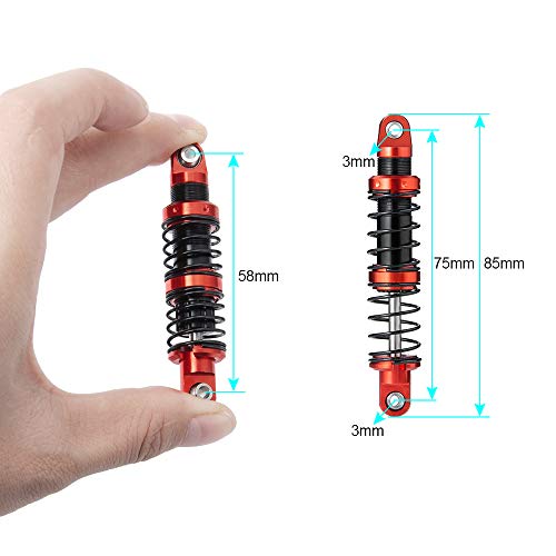 Que-T 4pcs Metal Shock Absorber Damper for 1/10 RC Crawler Car SCX10 D90 TRX4 TRX6 (75mm) - size: 75mm
