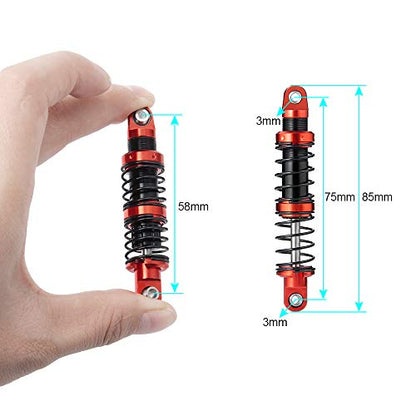 Que-T 4pcs Metal Shock Absorber Damper for 1/10 RC Crawler Car SCX10 D90 TRX4 TRX6 (75mm) - size: 75mm