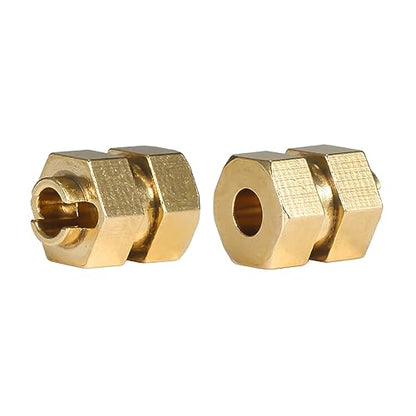 SCX24 Brass Wheel hex Hub Extenders 4pcs 8mm(+4mm) with Nuts 1.0 Wheel Rims Adapter for 1/24 RC Crawler SCX24 Bronco C10 Gladiator AX24 SCX24 Upgrades Accessories (SCX24 Brass Wheel hex Hub 8mm)