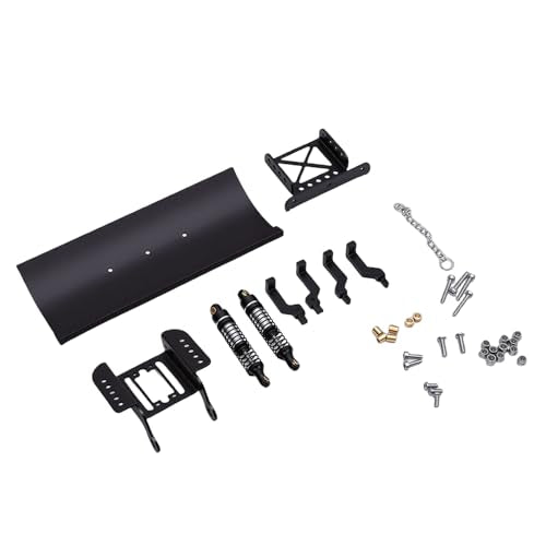Zunate 1/18 Scale RC Metal Snow Plow Replacement for Crawler, Alloy Front Shovel with Shock Absorption for Winter Scenes & Obstacle Clearing (Black) - color: Black