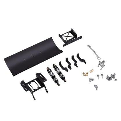 Zunate 1/18 Scale RC Metal Snow Plow Replacement for Crawler, Alloy Front Shovel with Shock Absorption for Winter Scenes & Obstacle Clearing (Black) - color: Black