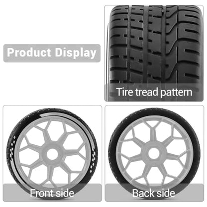 4PCS RC Highway Off-Road Truck Wheels & Tires - Compatible with 1/8 Typhon 6S BLX, 1/7 Infraction 6S BLX/Limitless - Foam Insert Plastic Rims （4 Small ） (white) - color: white