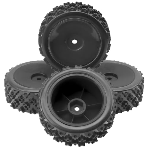 ShareGoo 72mm RC 1/10 On Road Rubber Tires & Wheel Rims 12mm Hex Compatible with Tamiya TT01 Kyosho Fazer Mk2 Traxxas 4Tec 2.0 HSP HPI 1/10 RC On Road Racing & Touring Car (Black) - color: Black