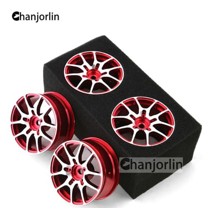 1/10 RC On Road Drift Wheels Rims Hex 12mm Metal Rally Racing Hubs for 1:10 Scale Touring Street Car Tires Tyres Tamiya TT01 TT02 HSP 2S 3S Brushless HPI KYOSHO XV02 XV01 4PCS (Red) - color: Red