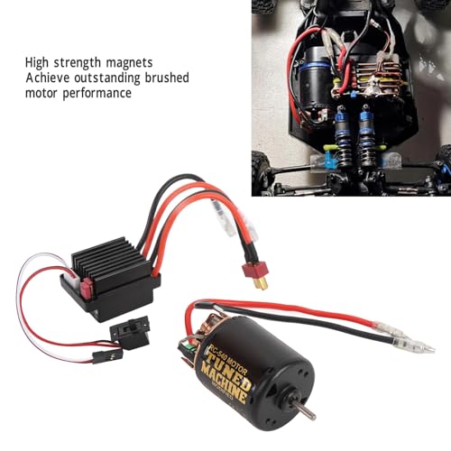 RC Brush Motor ESC, Brushed Motor ESC Combo Brush Cable T Plug 540 Brushed Motor for Axial SCX10 90046 for Redcat Gen 8 1/10 RC Car (80T) - size: 80T