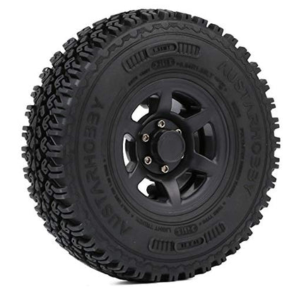 4PCS/Set RC Car 1.55 Inch Beadlock Plastic Wheel Rim Rubber Tires Compatible with 1/10 RC Crawler Car Axial AX90069 D90 TF2 Tamiya CC01 LC70 (Black) - color: Black