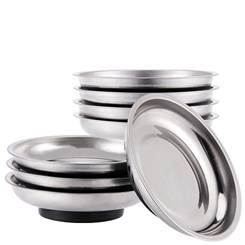 8 PCS Magnetic Bowls 6 Inches, Magnetic Trays Set Round, Stainless Steel Magnetic Parts Tray Set for Bolts, Pins, Screws, Nuts, Small Parts Tools Organization for Workshop, Garage, Craft Room