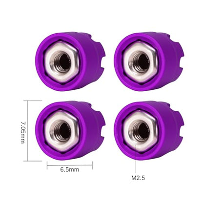 INJORA M2.5 Wheel Lock Nuts with Aluminum Cap for 1/18 RC Crawlers Upgrade(Purple) - color: Purple