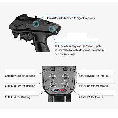 Dumborc X6 Rc Transmitter with P6F Receiver 2.4Ghz Radio 6 Channel Remote Control for All Terrains Vehicle Off-Road Crawler for Traxxas