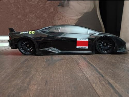 1/10 RC Rally Car Tires On Road Tyres 12mm Hex Plastic Wheels Rims Compatible with 1/10 Scale Racing Car Tamiya TT01 TT02 XV01 TA06 PTG2 HPI KYOSHO HSP RC On-Road Car 4PCS (Black) - color: Black