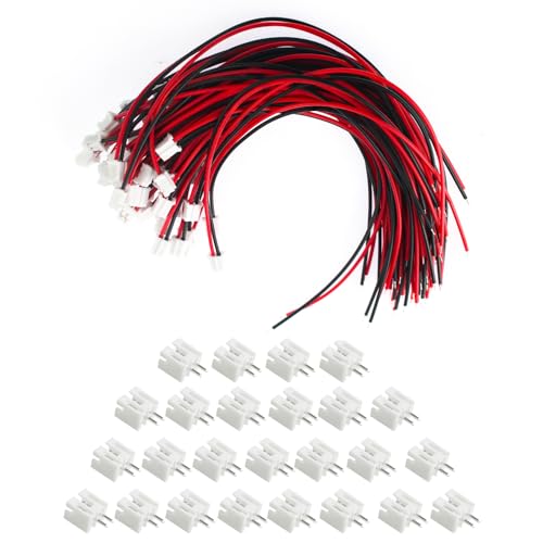 100Pcs Jst 2.0 Ph 2 Pin Connector Plug, Include 50pcs Mini 2 Pin Jst Ph2.0 Connector Plug Female with 150mm Cable Wire & 50pcs Male Micro Jst Ph2.0mm 2Pin Connector Plug - size: Jst-2.0-Ph-2Pin-50pcs