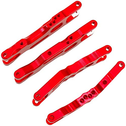 Metal Front & Rear Suspension Arms A-Arms Set Compatible with Losi 1/18 Mini-T 2.0 2WD Stadium RC Truck Hop-Up Parts (Red) - color: Red
