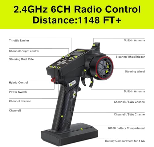 1/10 Brushless RC Cars, 50+ MPH, 4WD Trucks, Carbon Fiber, Ages 8+ | 60A ESC Monster Trucks, 3650 2650KV Brushless Motor, 3S LiPo, Gyro, CNC Central Differential, 11KG Metal Servo with 7075 Gear