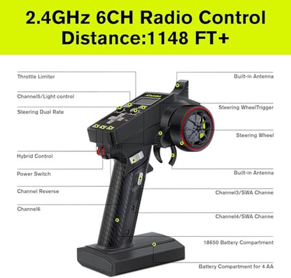 1/10 Brushless RC Cars, 50+ MPH, 4WD Trucks, Carbon Fiber, Ages 8+ | 60A ESC Monster Trucks, 3650 2650KV Brushless Motor, 3S LiPo, Gyro, CNC Central Differential, 11KG Metal Servo with 7075 Gear