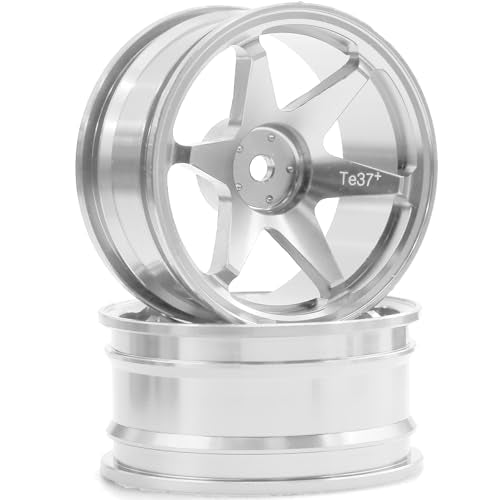 REDSPIDER • 1/10 RC Drift Wheels Rims 12mm Hex Alloy Aluminum for 1:10 Scale Rally Racing Car Tires Tamiya TT01 TT02 XV01 TA06 A959 PTG2 HPI KYOSHO HSP PTG2 Touring Street Tyres 4PCS (Silvery) - color: Silvery