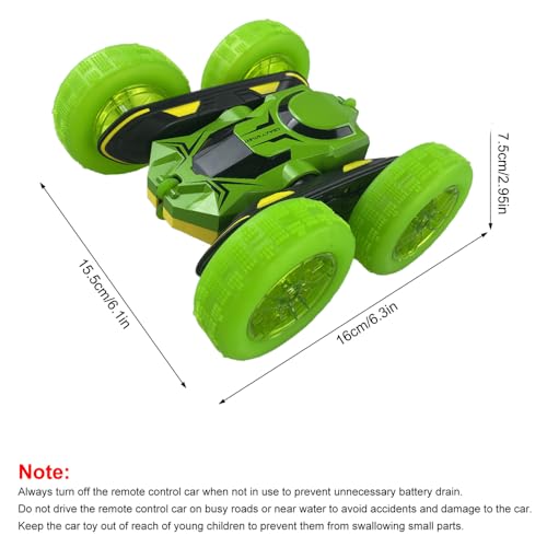 Remote Control Car, RC Stunt Car, 2.4GHz 4WD RC Cars with LED Lights, Double-Sided Driving, 360° Flips Rotating, Rechargeable Battery?Green - color: Green, size: 1 Battery