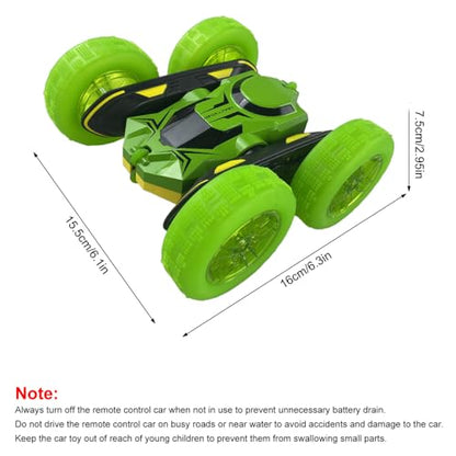 Remote Control Car, RC Stunt Car, 2.4GHz 4WD RC Cars with LED Lights, Double-Sided Driving, 360° Flips Rotating, Rechargeable Battery?Green - color: Green, size: 1 Battery