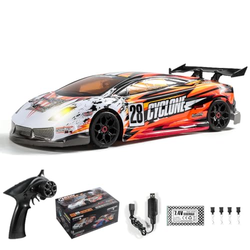 1/18 Scale Electric RC Drift Car with Controled Light, 2.4G 4WD Full Proportional Remote Control Racing Sport Car, 24KM/H High Speed Drift Vehicle for Adults