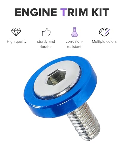 20PCS Engine Dress Up Kit,Car Accessories M6 Aluminum Engine Bay Dress Up Kit,Bumper Fender Washers,Automotive Replacement Engine Valve Cover Bolts,Fit for Fenders,Bumpers,Headlights (Blue) - color: Blue
