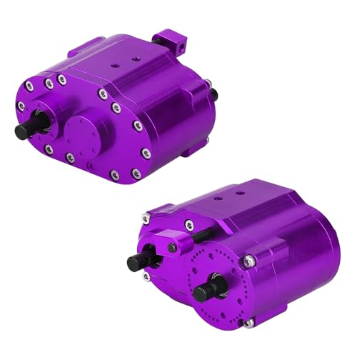 2 Speeds Transfer Case Gearbox Dual Speed Transmission Box 46x53x32mm for Axial SCX10 RC4WD D90 1/10 RC Crawler Upgrade Parts (Purple) - color: Purple