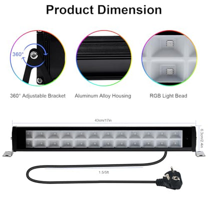 2 Pack 50W 2.4G Remote Control RGB Wall Washer Light, RGB Light bar with Remote Control & APP Control, for Birthday Party, Garden Lighting, Wall Display, Hotel, Building, Commercial Lighting - size: 50W RGB*2