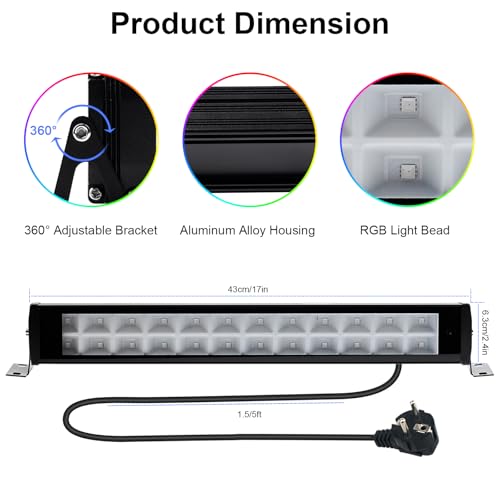 50W 2.4G Remote Control RGB Wall Washer Light, RGB Light bar with Remote Control & APP Control, for Birthday Party, Garden Lighting, Wall Display, Hotel, Building, Commercial Lighting - size: 50W RGB*1